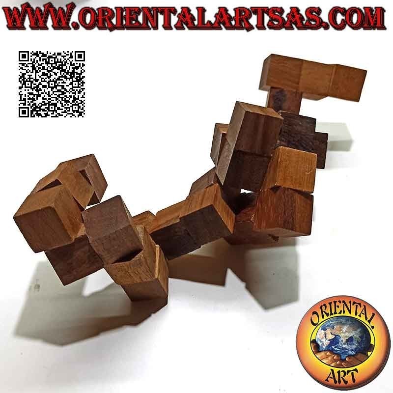 Gioco di logica (rompicapo), serpente "cubo magico" in legno di suar (piccolo)