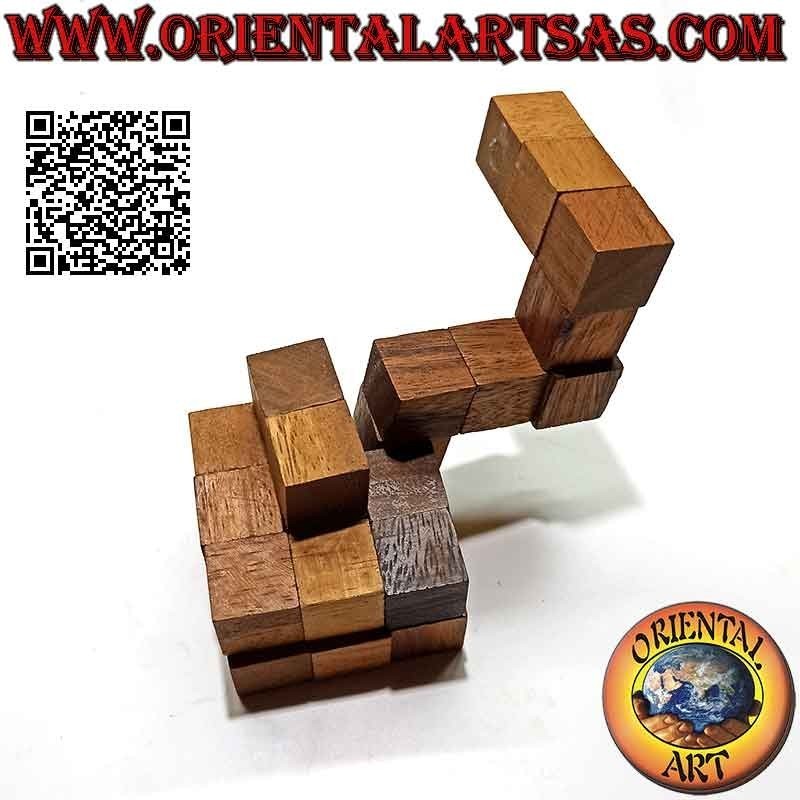 Logic game (puzzle), "magic cube" snake in suar wood (large)