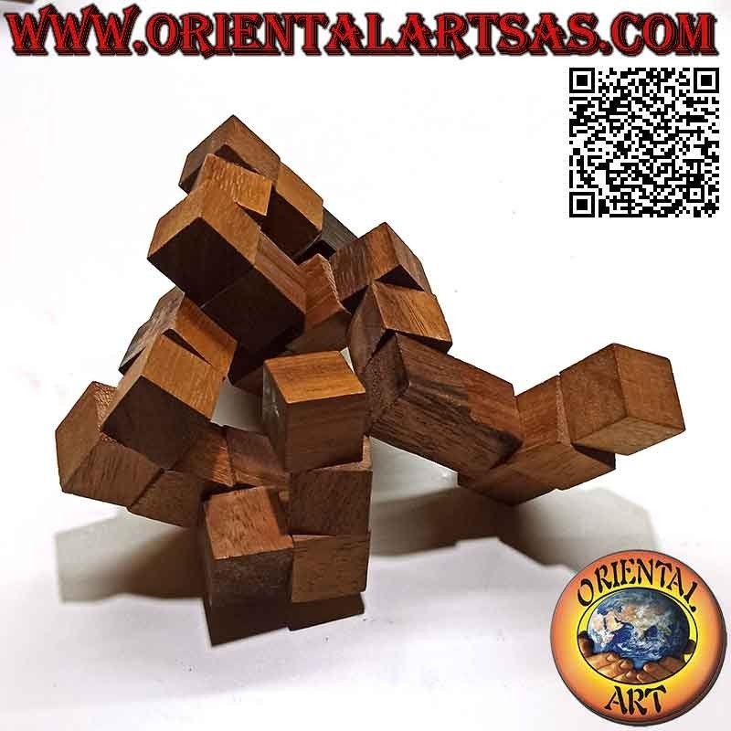 Gioco di logica (rompicapo), serpente "cubo magico" in legno di suar (grande)