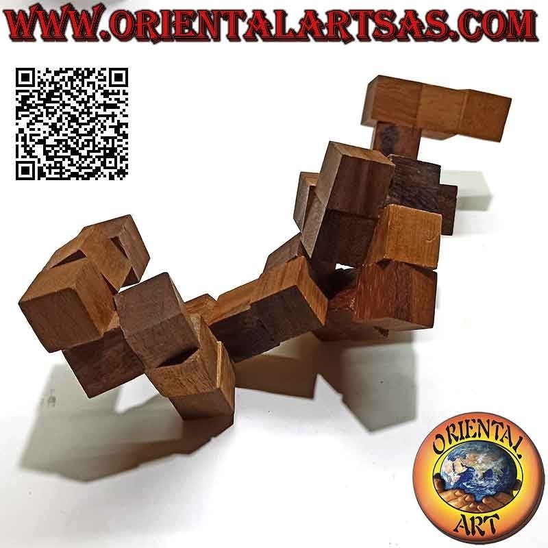 Juego de lógica (rompecabezas), serpiente "cubo mágico" en madera de suar (grande)