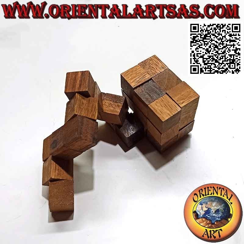 Jeu de logique (puzzle), serpent " cube magique " en bois de suar (grand)