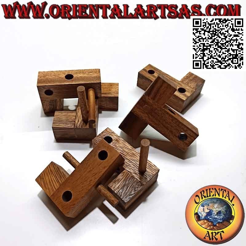 Juego de lógica (rompecabezas), "el cubo clavado" en madera de suar