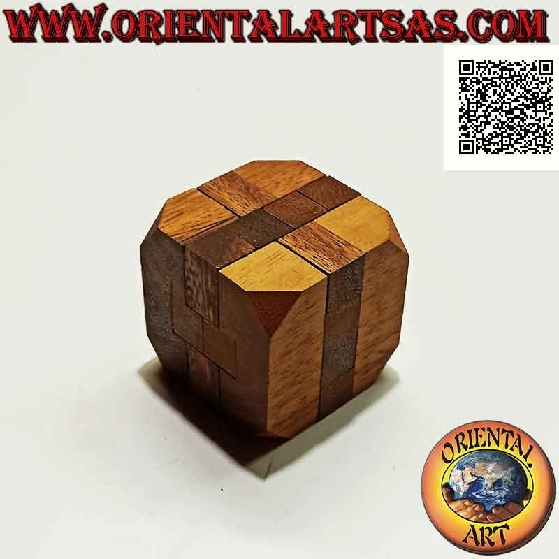 Gioco di logica (rompicapo), "il cubo diamante 3D" in legno di suar