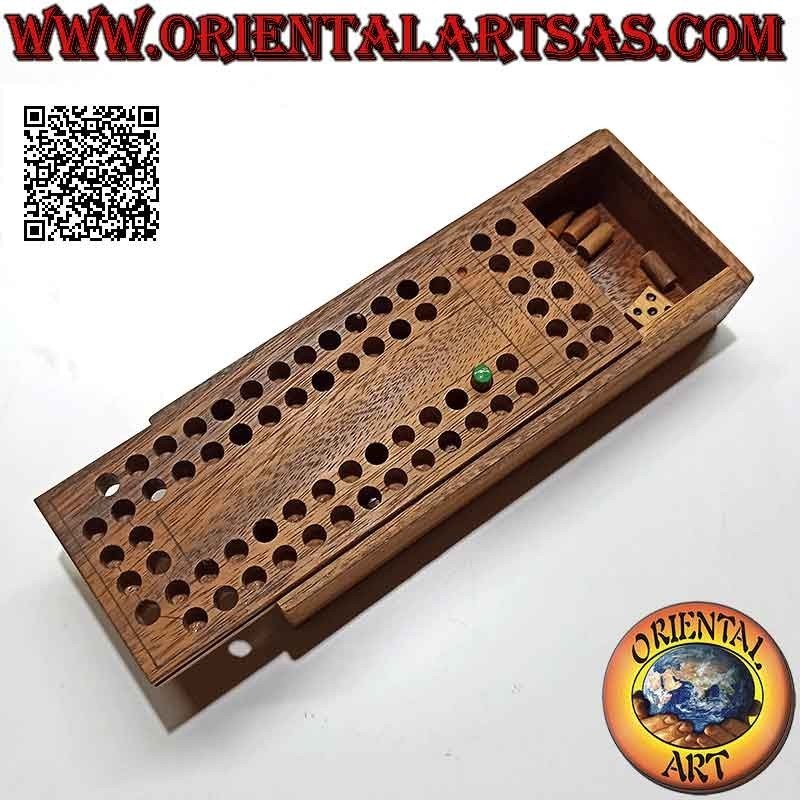 Board game with dice, "the horse race" in suar wood