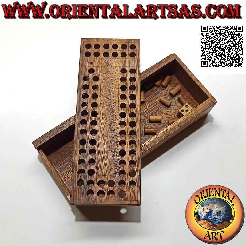 Board game with dice, "the horse race" in suar wood