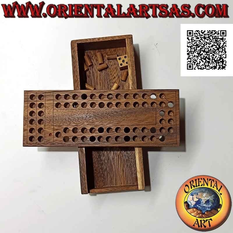 Board game with dice, "the horse race" in suar wood