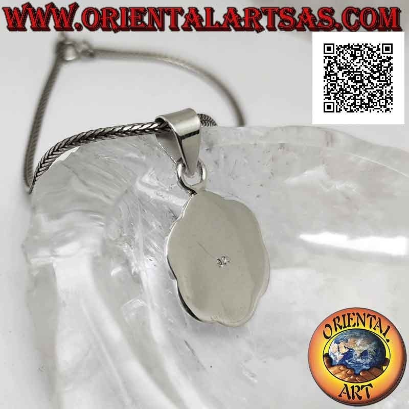 Colgante de plata, flor redonda con nácar blanco central redondo