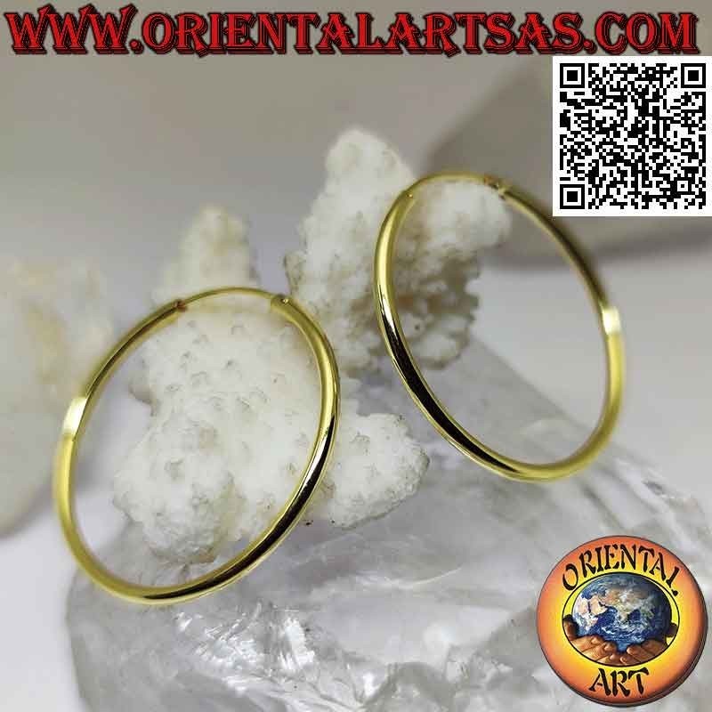 Boucles d'oreilles en argent cercle lisse plaqué or 35x2 mm.