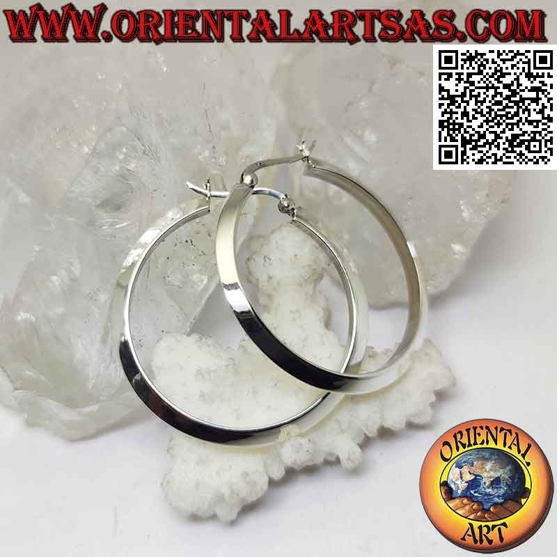 Silberohrringe, glatter dreieckiger Querschnitt 40 mm Kreise (Hebel)