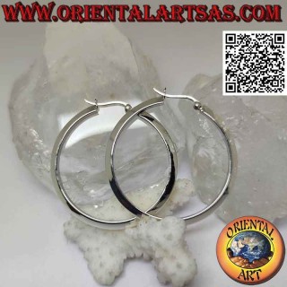 Silberohrringe, glatter dreieckiger Querschnitt 45 mm Kreise (Hebel)