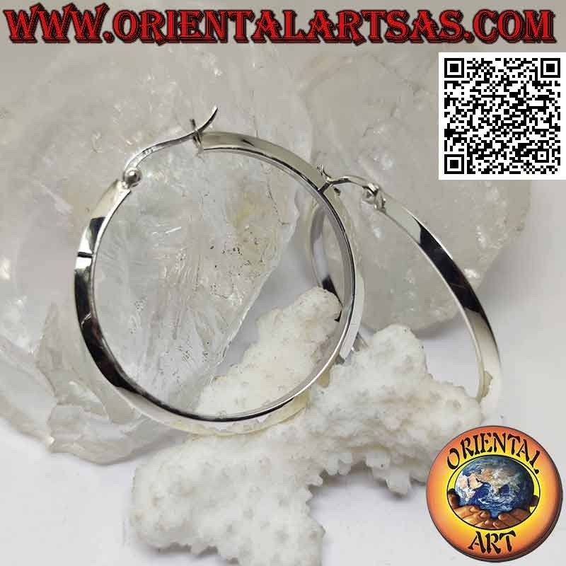 Silver earrings, smooth triangular section 45 mm circles (lever)