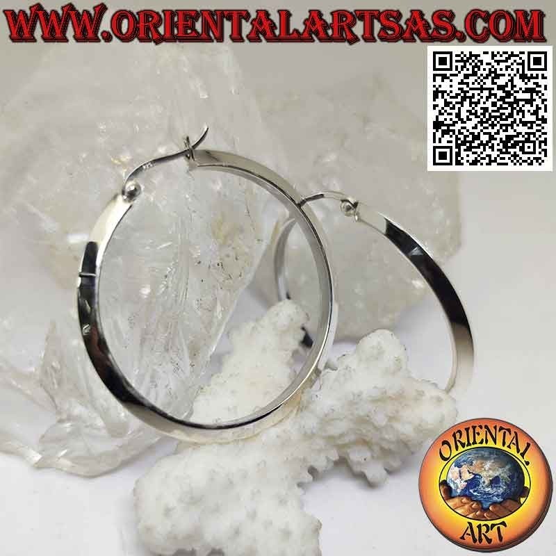 Pendientes de plata, círculos lisos de sección triangular de 45 mm (palanca)