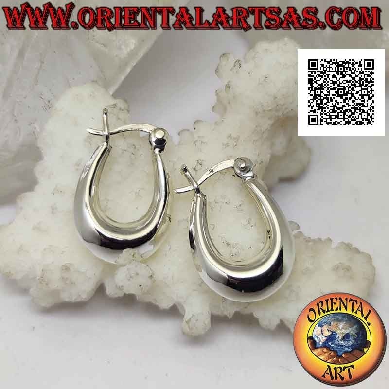 Boucles d'oreilles en argent, 18 x 12 x 4,5 mm carré croissant ronds lisses (levier), style pirate