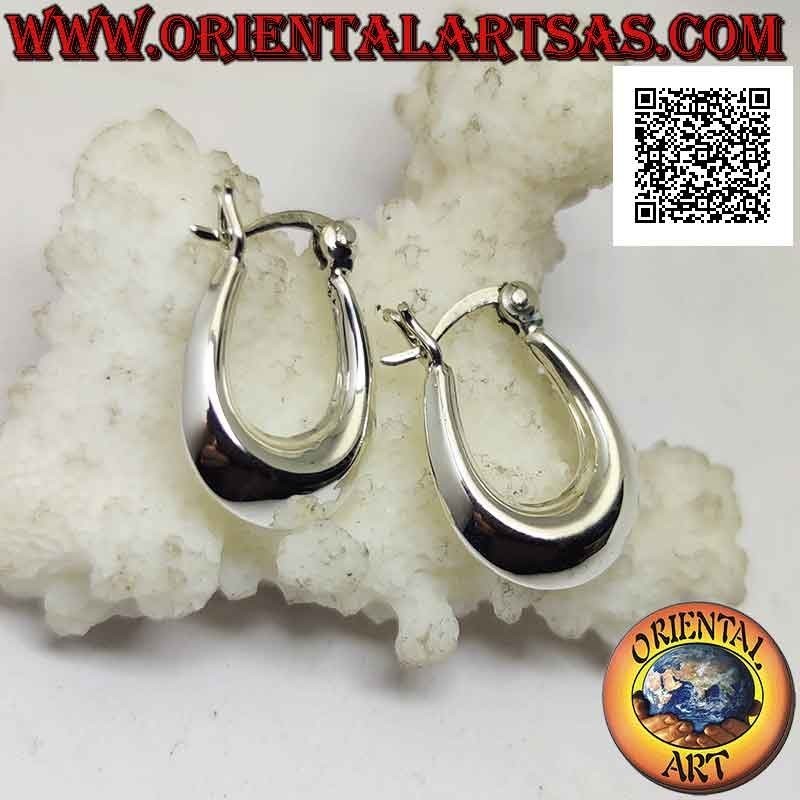Silver earrings, 18 x 12 x 4.5 mm square crescent smooth circles (lever), pirate style