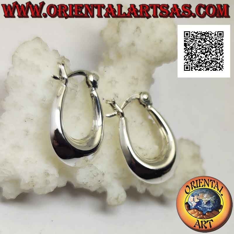 Orecchini in argento, cerchi lisci a mezzaluna squadrata da 18 x 12 x 4,5 mm (leva), stile pirata