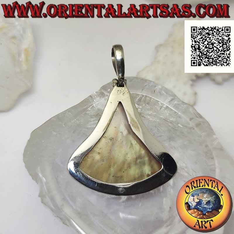 Silver pendant, rounded triangular mother-of-pearl with smooth edge (large)