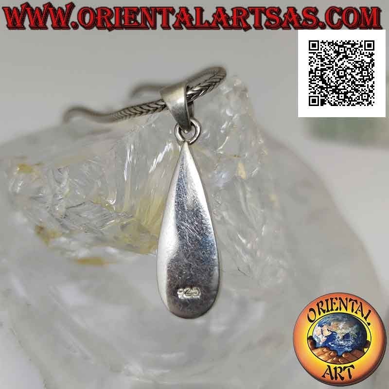 Pendentif en argent, nacre avec une goutte allongée à bord lisse