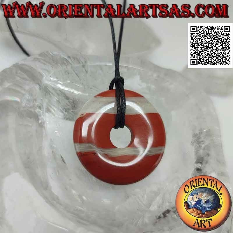 Colgante de disco / donut en piedra de sangre de 30 mm. Ø (cable incluido)