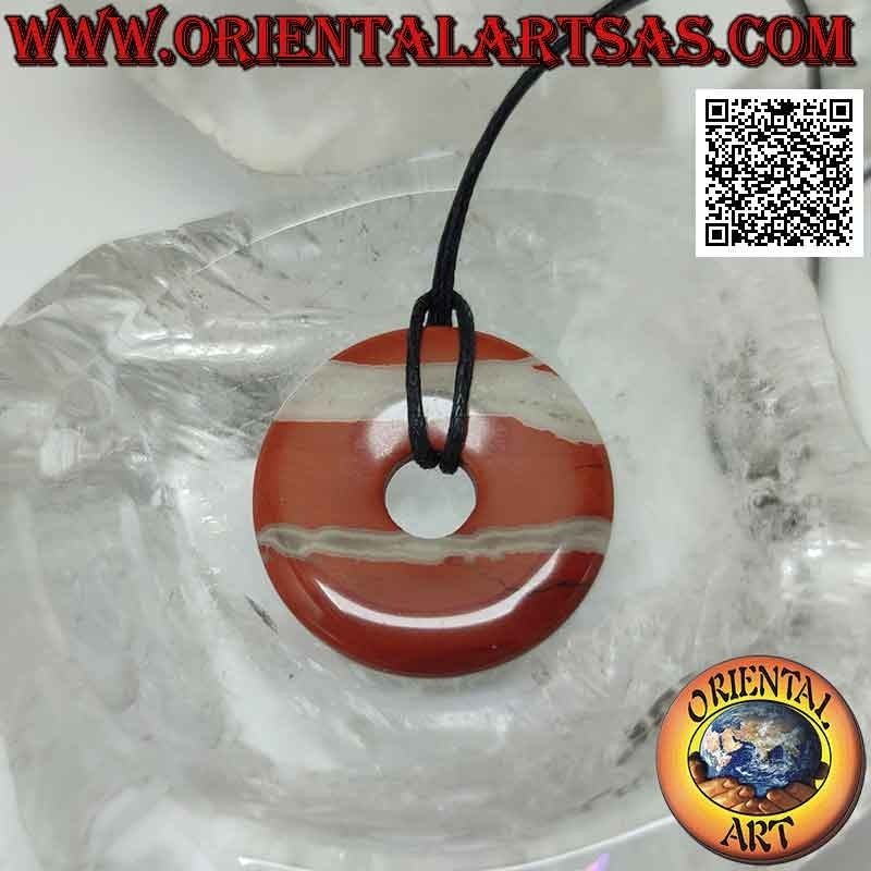 Colgante de disco / donut en piedra de sangre de 30 mm. Ø (cable incluido)