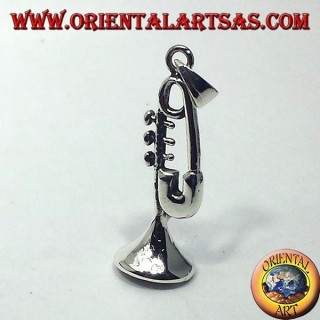 silver pendant, trumpet