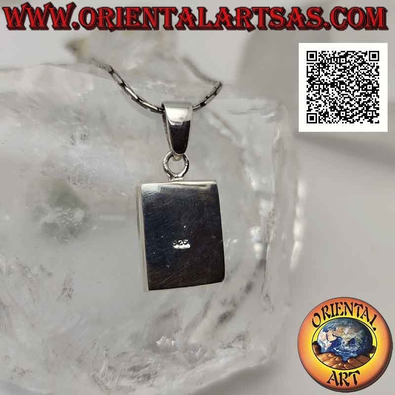 Pendentif rectangulaire en argent avec mosaïque de nacre multicolore de triangles à bord lisse