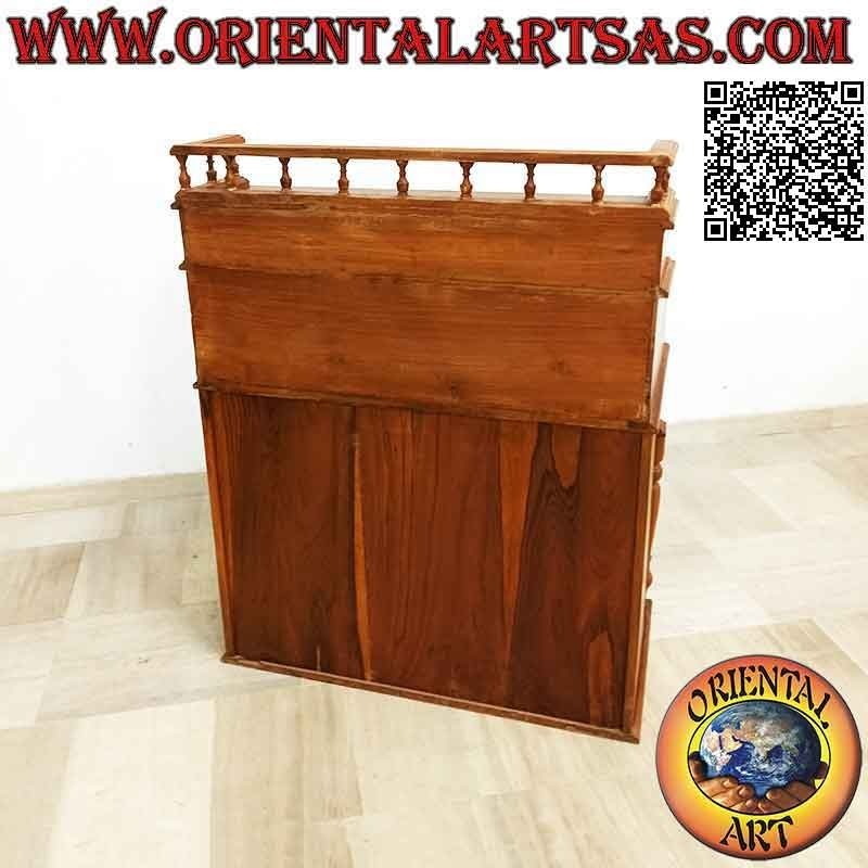 Console de bureau avec volet roulant, étagère extensible, tiroirs et portes en bois de teck (100 x 52)