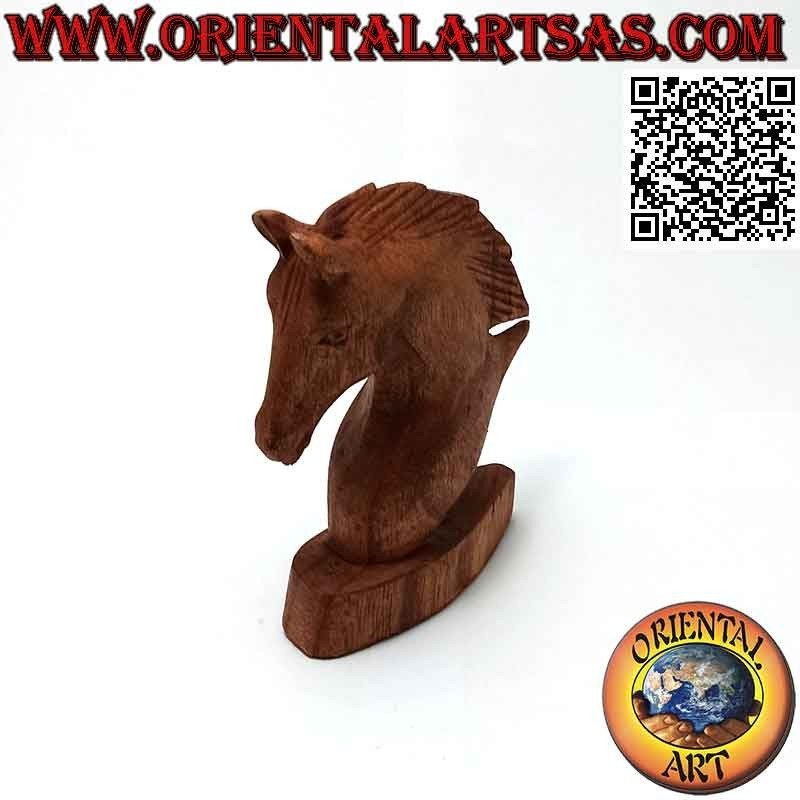 12 cm American pine wood horse head sculpture