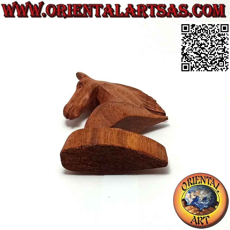 Escultura de cabeza de caballo de madera de pino americano de 12 cm