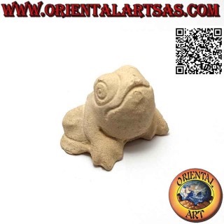 Scultura di un ranocchio intagliata a mano in carparo da 7 cm