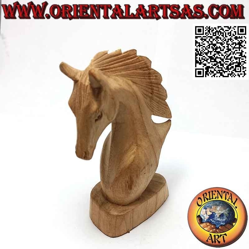Sculpture tête de cheval en bois de pin américain de 15 cm
