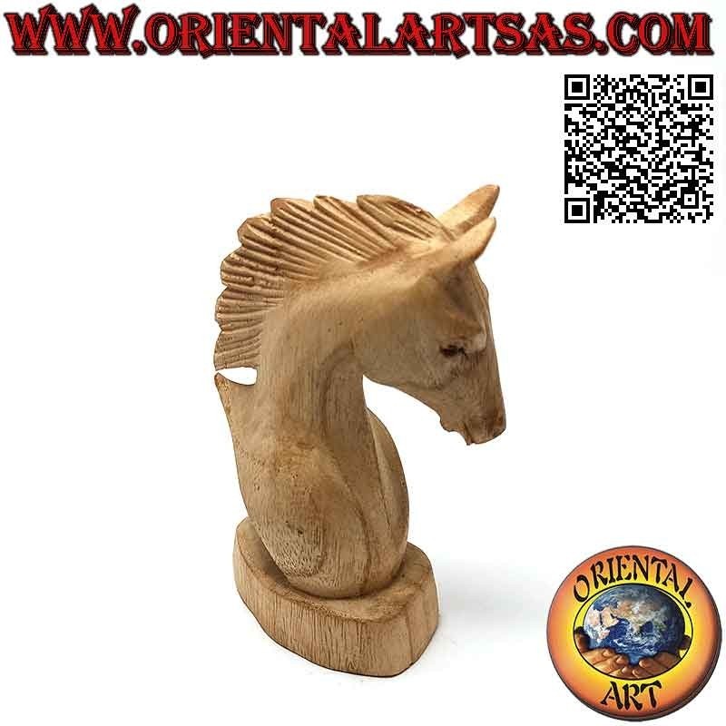 Scultura testa di cavallo in legno di pino americano da 15 cm