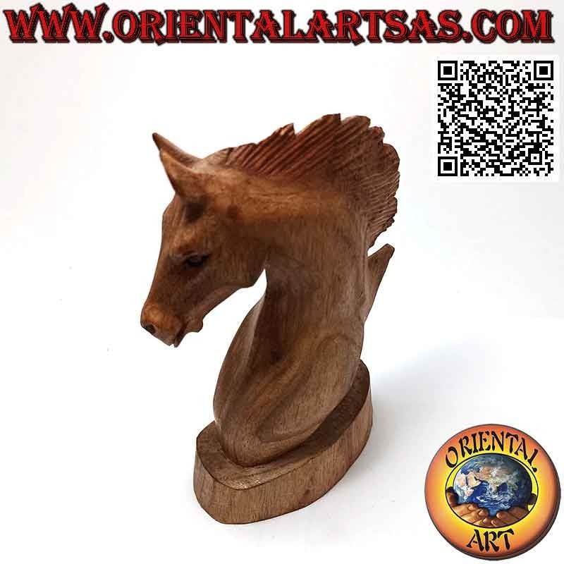 Escultura de cabeza de caballo en madera de pino americano 20 cm