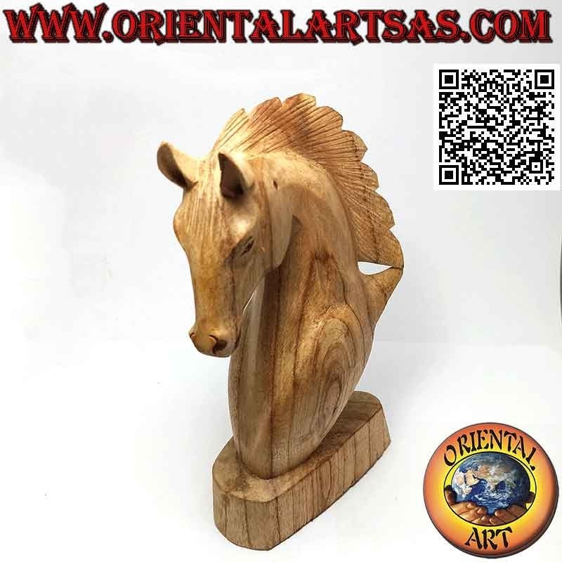 Scultura testa di cavallo in legno di pino americano da 25 cm