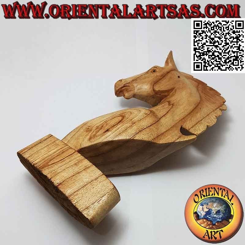 Scultura testa di cavallo in legno di pino americano da 25 cm