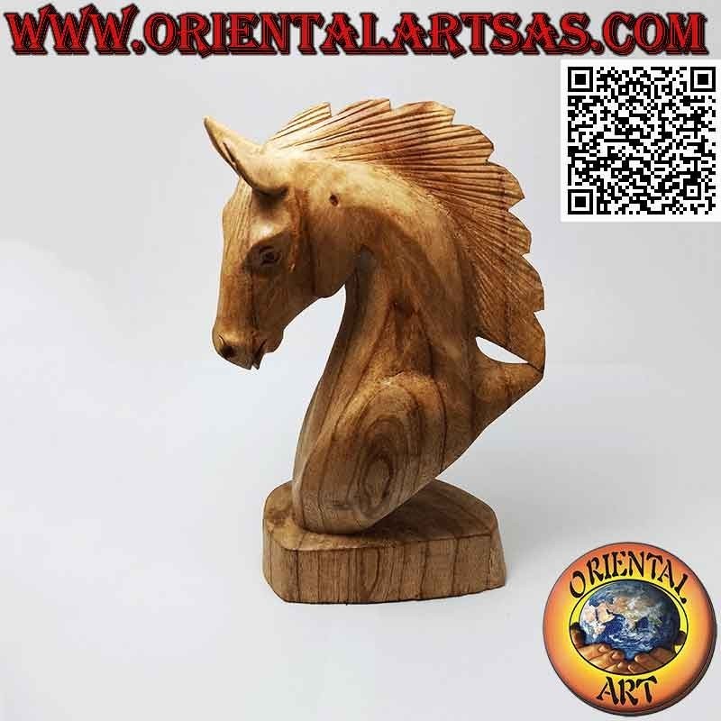 Scultura testa di cavallo in legno di pino americano da 25 cm
