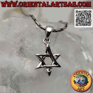 Colgante de plata, estrella de David o sello de Salomón 12 mm (entrelazados), grosor