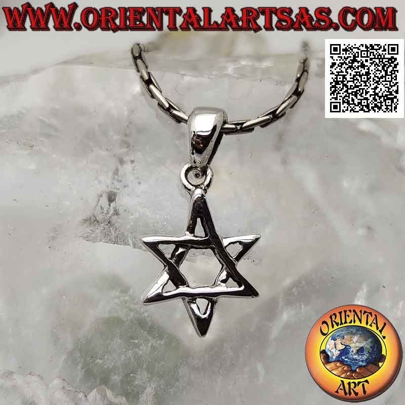 Colgante de plata, estrella de David o sello de Salomón 12 mm (entrelazados), grosor