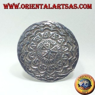 anello in argento, Karen disco scolpito a mano