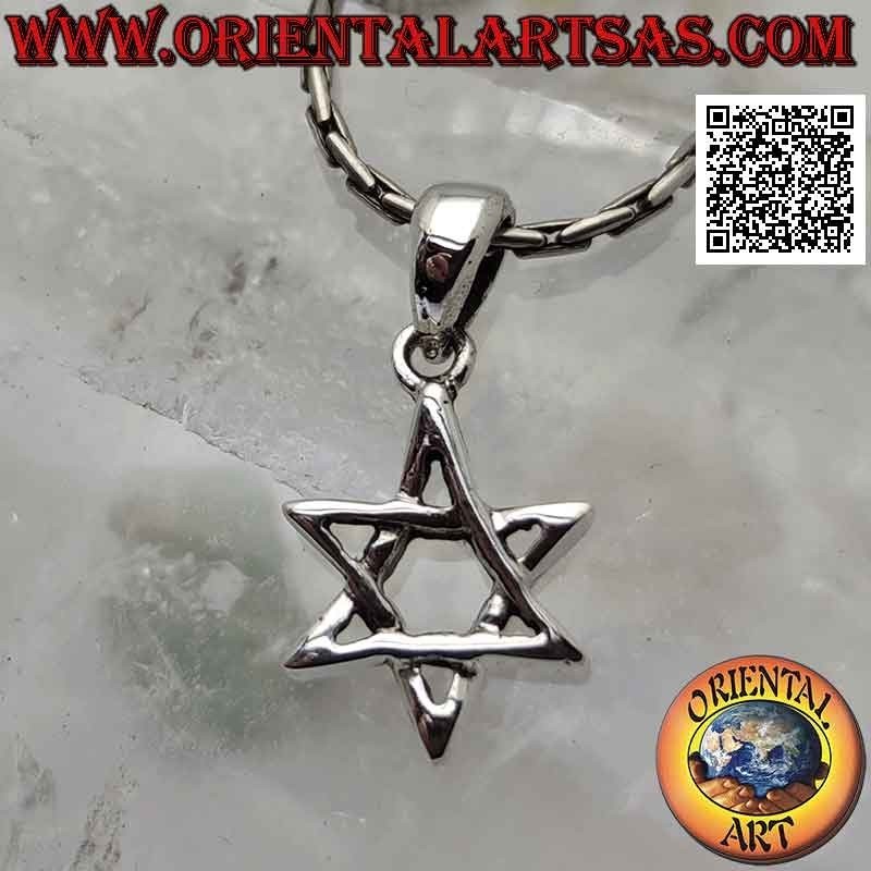 Silver pendant, star of David or seal of Solomon 12 mm (intertwined), thick