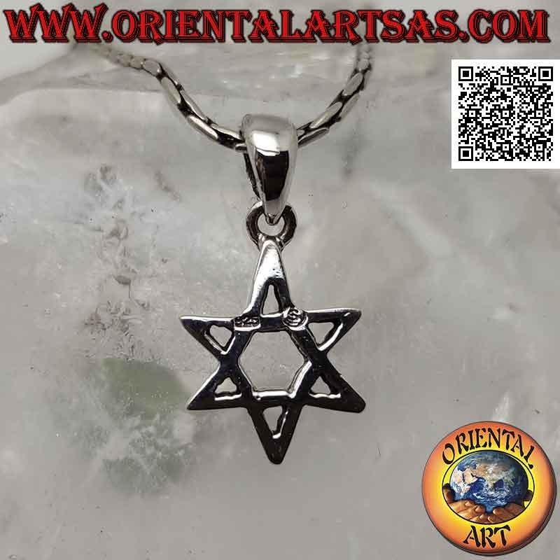 Colgante de plata, estrella de David o sello de Salomón 12 mm (entrelazados), grosor