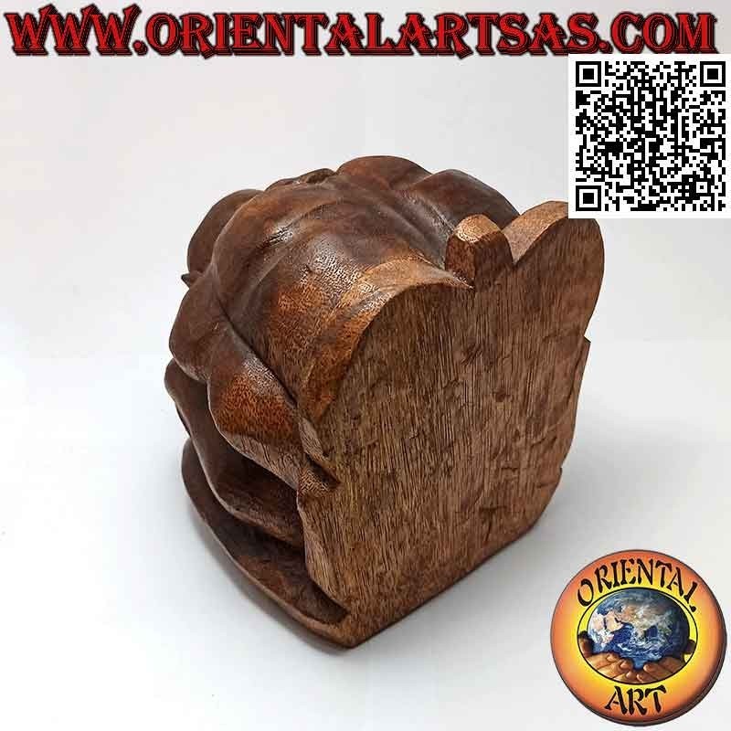 Scultura fermalibro a forma di "Yogi", il maestro di yoga in legno di suar