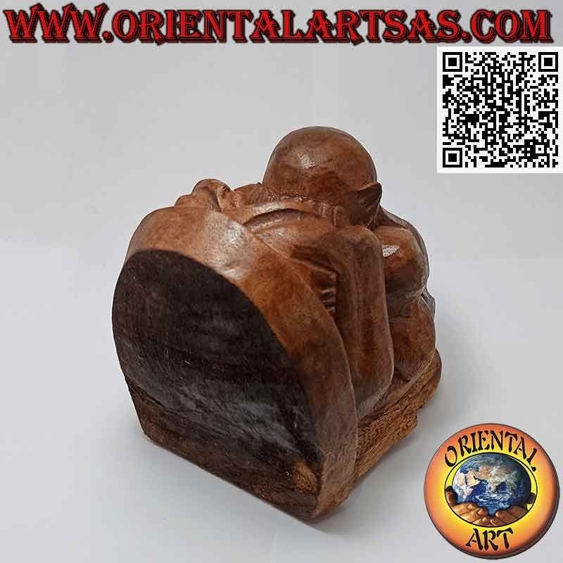 Scultura fermalibro a forma di "Yogi", il maestro di yoga in legno di suar