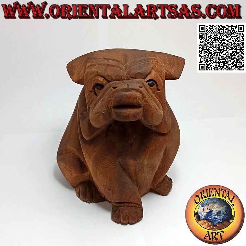 Skulptur einer sitzenden englischen Bulldogge, handgeschnitzt aus einem einzelnen 16-cm-Suarblock