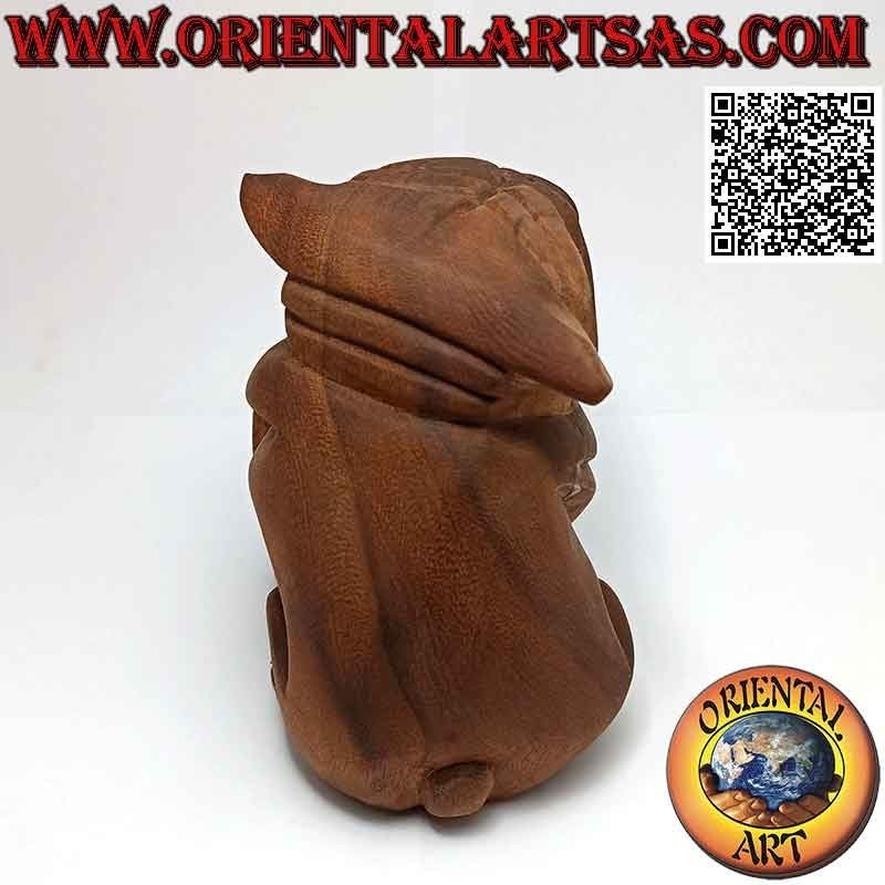 Escultura de un bulldog inglés sentado tallada a mano en un bloque de suar de 16 cm