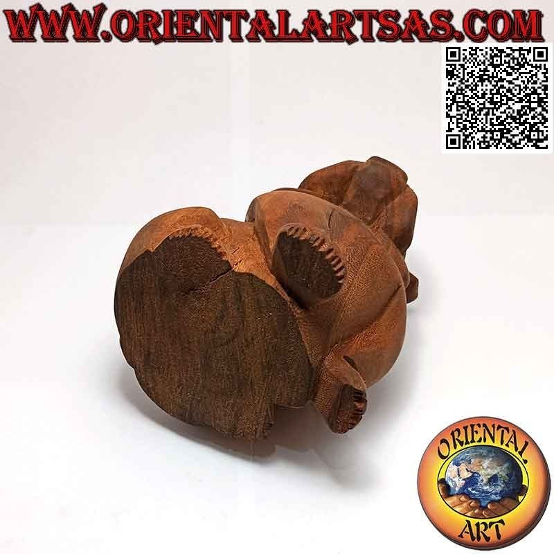 Sculpture d'un bulldog anglais assis sculpté à la main dans un seul bloc de 16 cm de suar