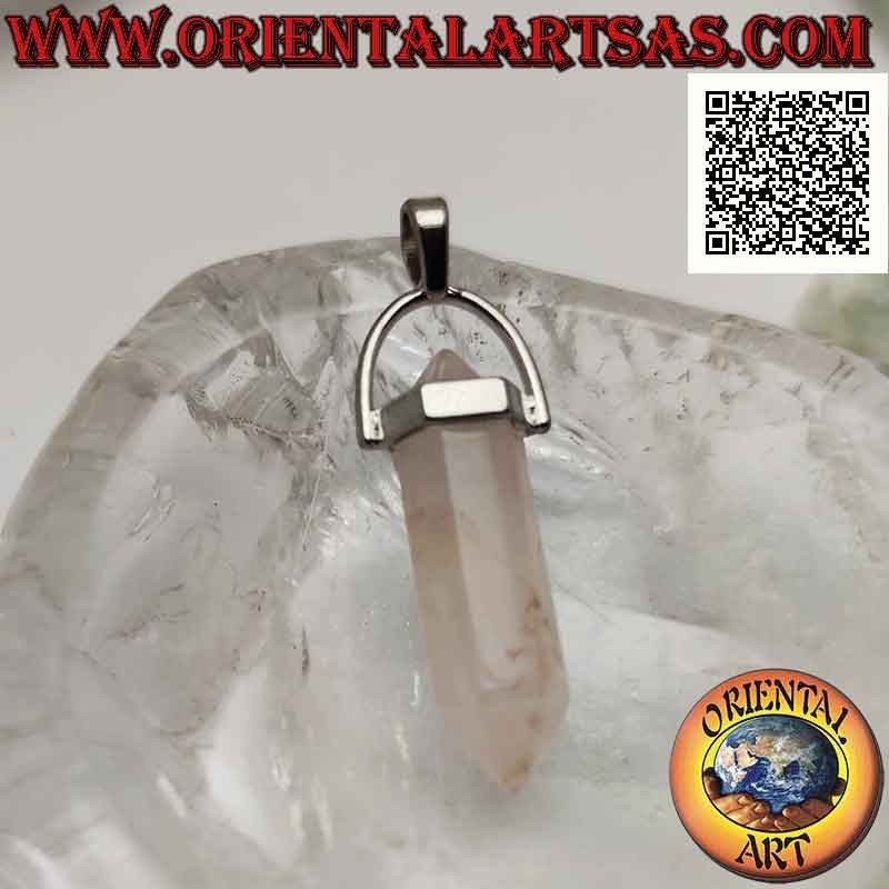 Colgante Cuarzo Rosa Natural Biterminado Hexagonal | Hipoalergénico