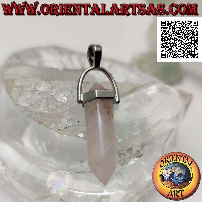 Colgante Cuarzo Rosa Natural Biterminado Hexagonal | Hipoalergénico