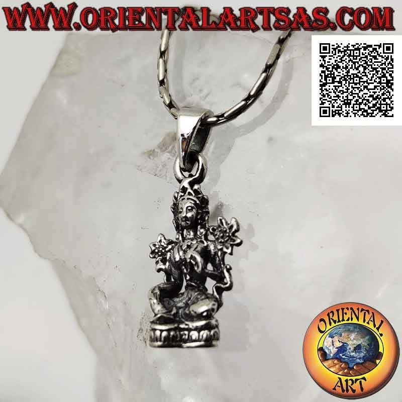 Colgante de plata, estatua de Lakshmi o Laxmi (deidad hindú de la abundancia, la belleza y la fertilidad)