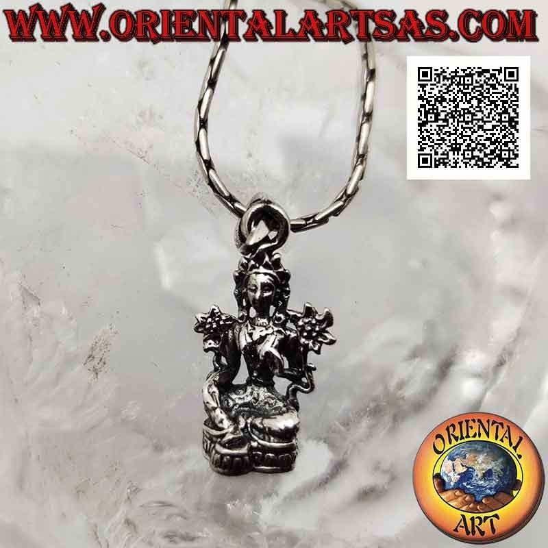 Colgante de plata, estatua de Lakshmi o Laxmi (deidad hindú de la abundancia, la belleza y la fertilidad)