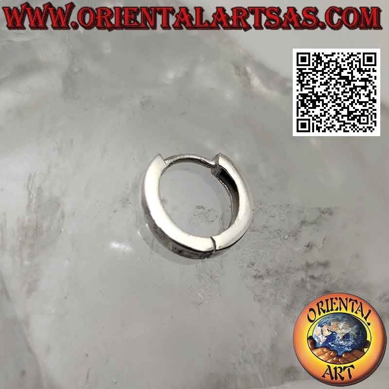 Pendientes de plata, círculos lisos de sección cuadrada de 2 x 12 mm (clic)